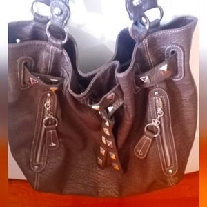 Kathy Van Zeeland Large Brown Leather Bag